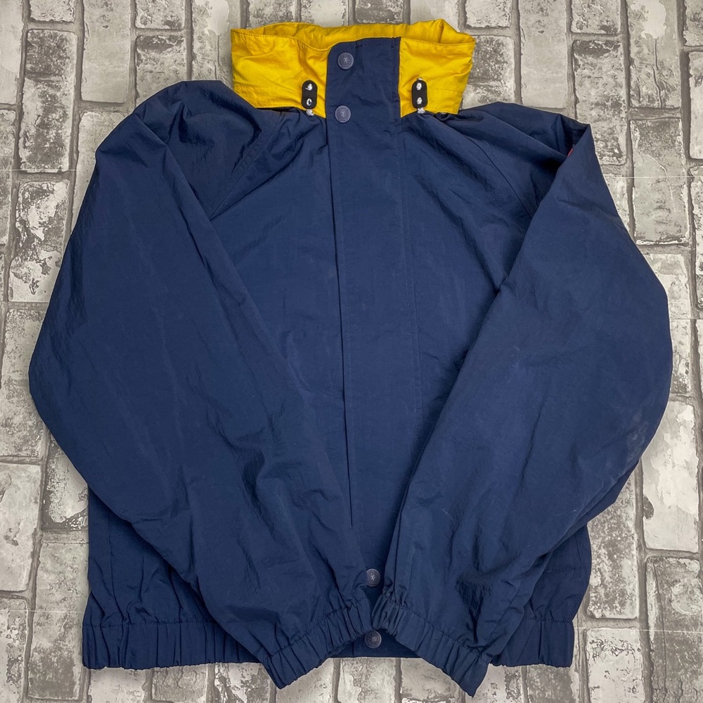 Vintage Tommy Hilfiger Windbreaker Coat Jacket Spellout Stow Hood 90s